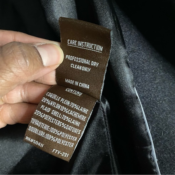 Adrienne Vittadini Women's Charcoal Wool & Cashmere Pea Coat - Picture 7 of 9